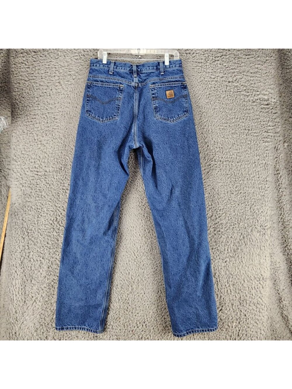 Carhartt Jeans Mens 33x36 Blue Flannel Lined Cotton Denim Relaxed Fit *Read* - Picture 10 of 16